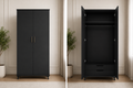 New 2 door wardrobe with storage drawers in black color