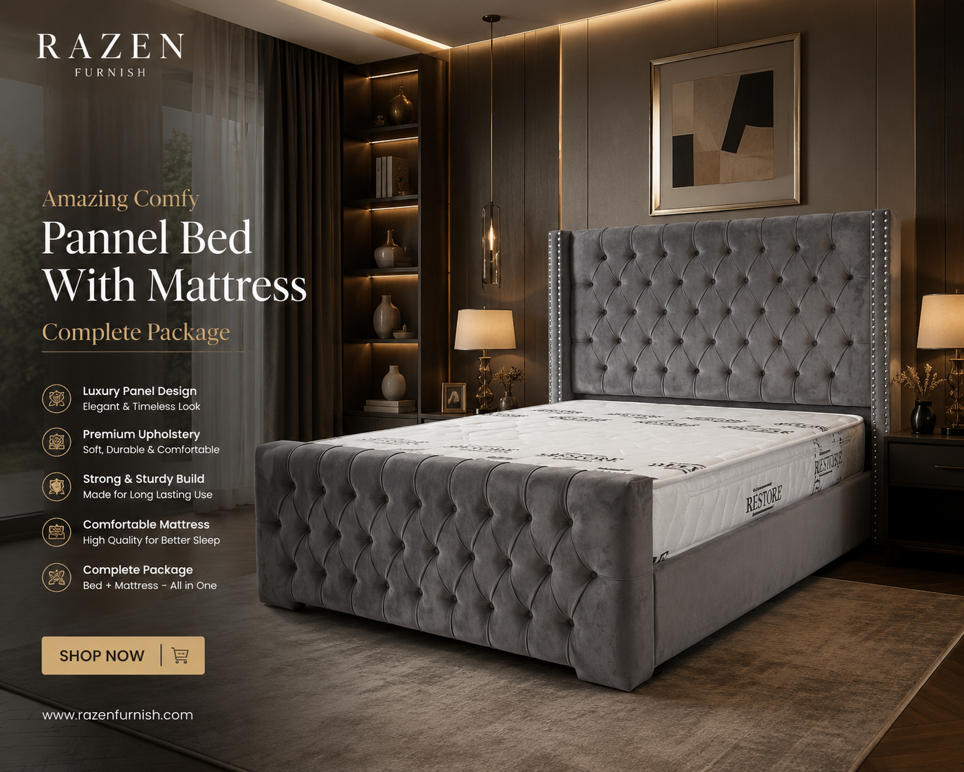 Diamond headboard footboard and Mattress with warranty COD