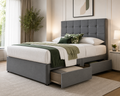 Oxford Luxe Storage Bed – Modern Upholstered Bed Frame with Drawers