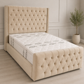 New Glorious Beige Color Diamond Headboard and Quality Mattress