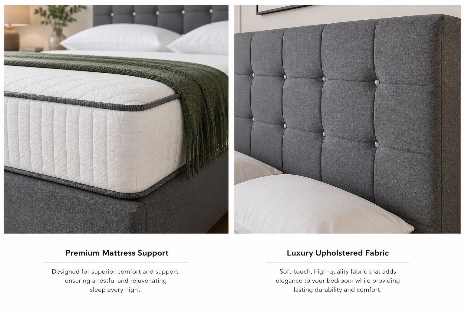 Oxford Luxe Storage Bed – Modern Upholstered Bed Frame with Drawers